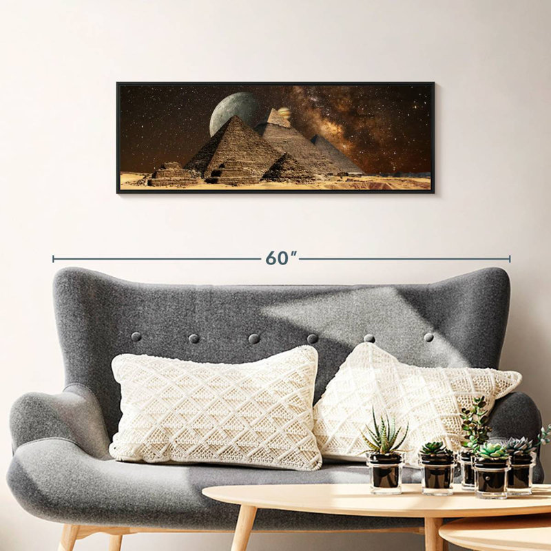 Cosmos sur les pyramides égyptiennes, Cadre flottant noir, 37 po x 13 po