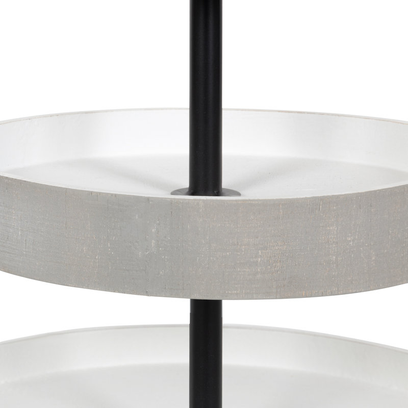 Wood Tiered Stand, Gray/White