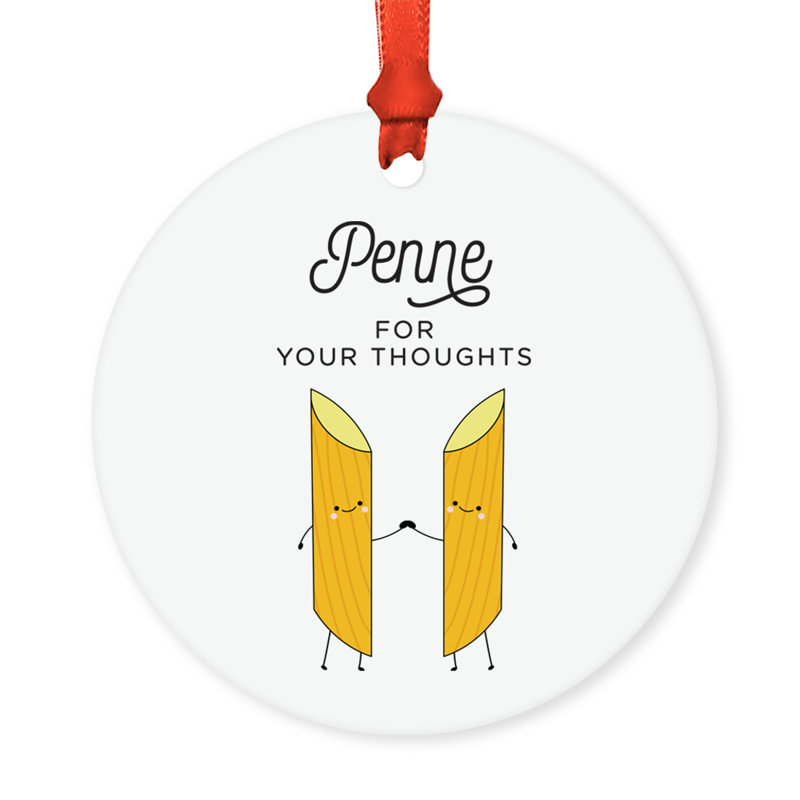 Ornement de boules drôles d’aliments pun penne