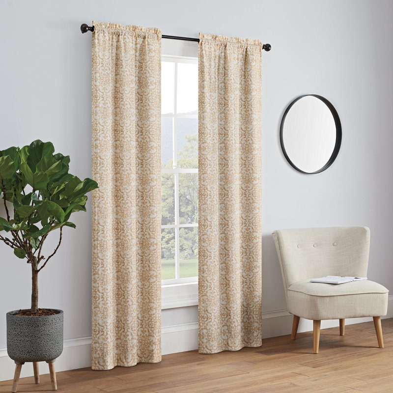 Aleigh Sheer Curtain Pair, Wheat, 28"W x 84"L