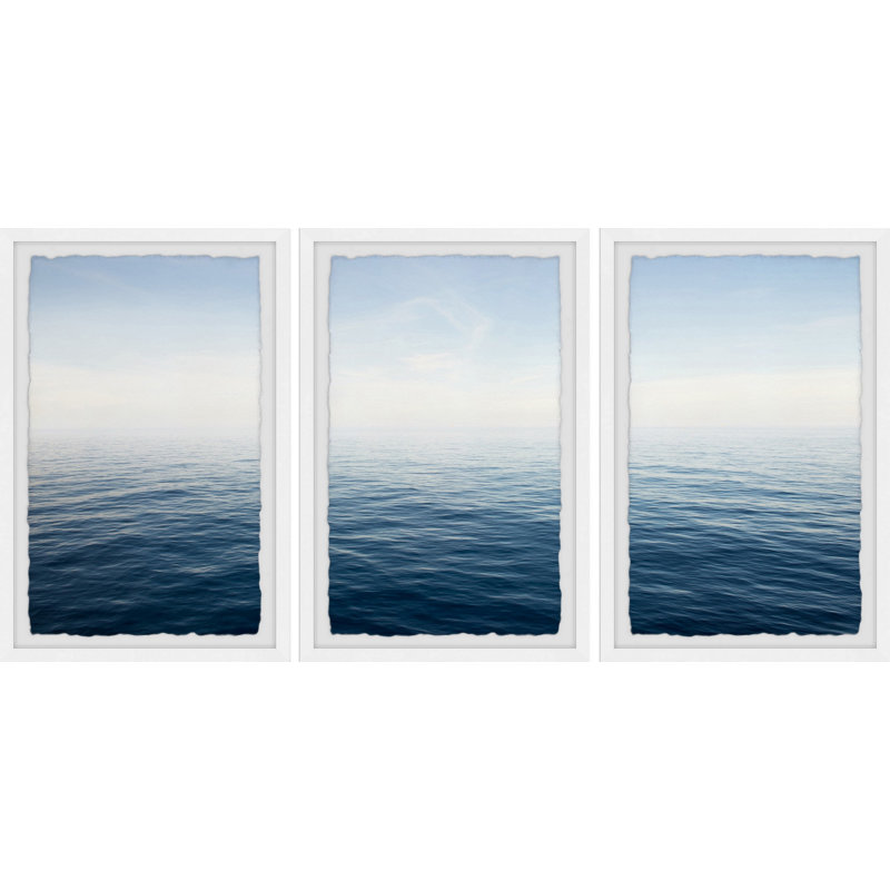 Deep Blue Sea View - Ensemble de 3 reproductions de cadres photo simples, H 18 po x l 12 po x P 1,5 po