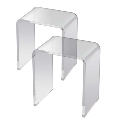 Clear Acrylic End Tables with C-Shaped Design