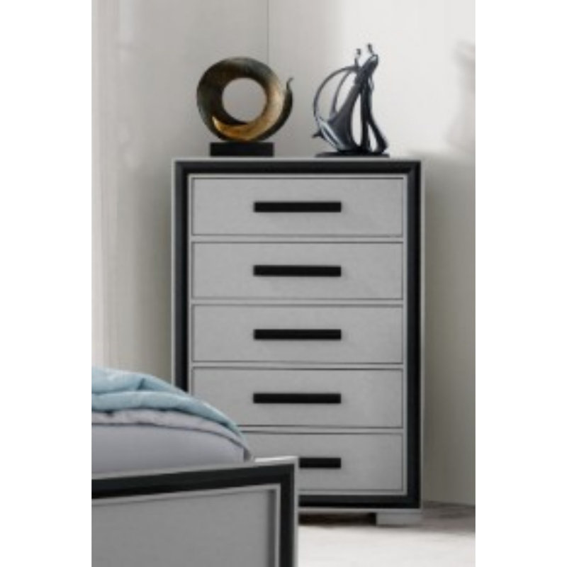 Commode à finition élégante, Noir / argenté