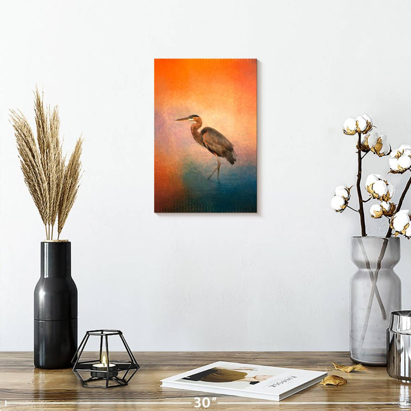 Brampt Sunset Heron, 12" H x 8" W