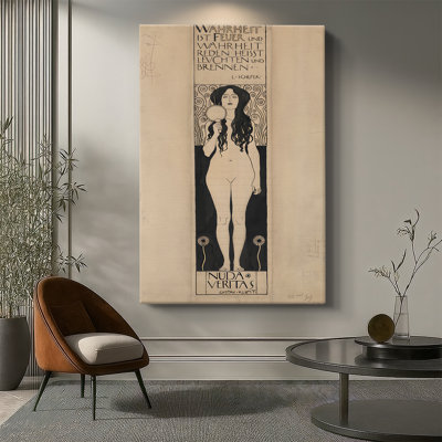 Vérité nue (Nuda Veritas) - Toile tendue sur châssis par Gustav Klimt