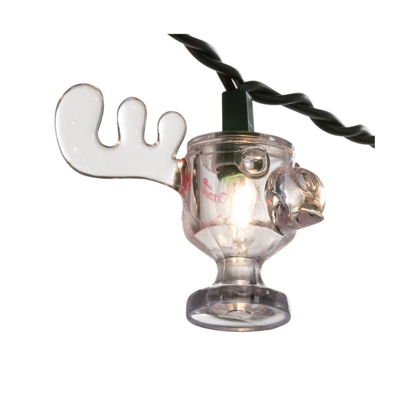 Kurt Adler 11ft Clear Moose Mug Christmas String Lights