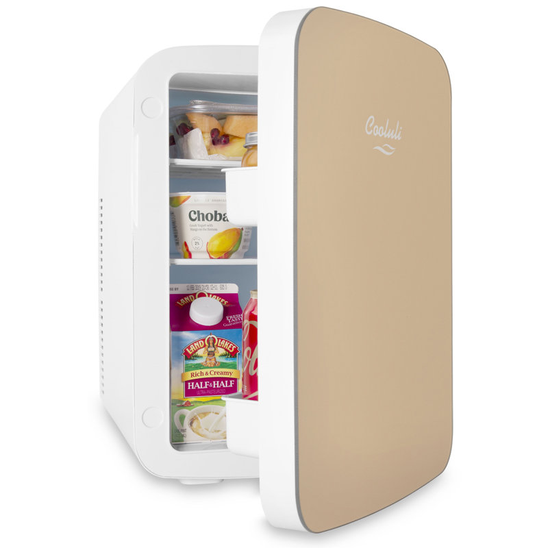 Cooluli Infinity 0.53 Cubic Feet Portable Countertop Mini Fridge, Gold