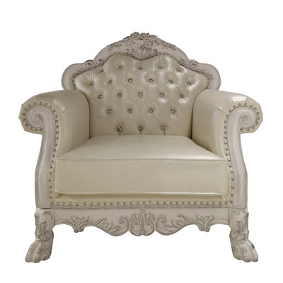 Chaise en cuir synthétique et os Dresden avec 2 coussins Dresden