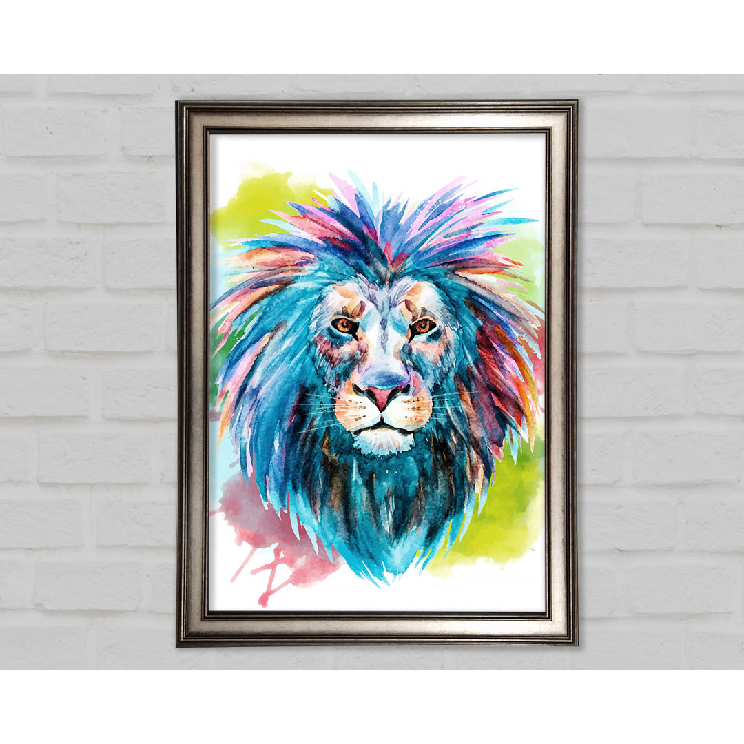 Blue Mained Lion - Einzelner Bilderrahmen Kunstdrucke