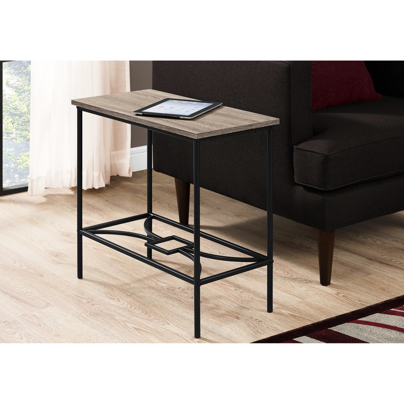 2 tables d'appoint rectangulaires, taupe et métal noir, tablette de salon en métal, mobilier de salon, décor