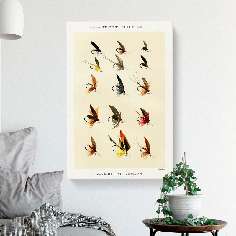 Trout Fishing Flies Version 4 by Mary Orvis Marbury - Wrapped Canvas Painting, 91cm H x 60cm W x 3cm D