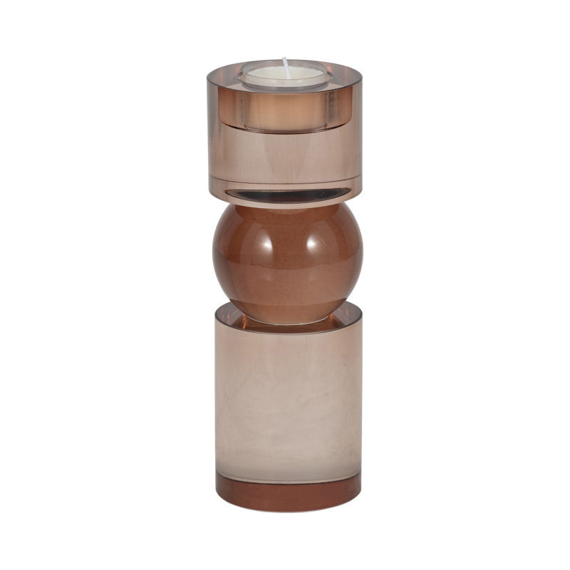 Porte-bougie cylindrique en verre pour décoration de table Modern, H 8 po x l 3 po x P 3 po, Bronze
