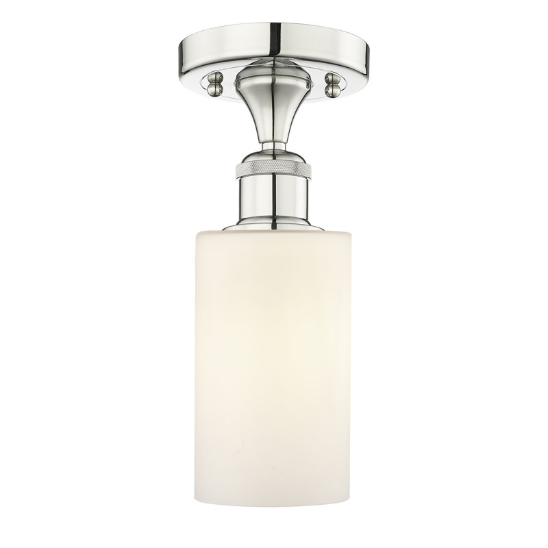 Broadoaks Glass Semi Flush Mount, Matte White, Polished Nickel