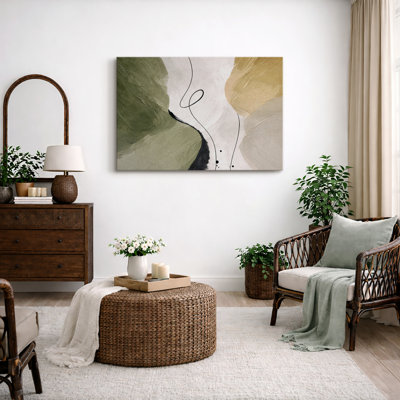 Abstrait vert beige, dégradé doux, art contemporain, photos de salon contemporain, impression sur toile encadrée
