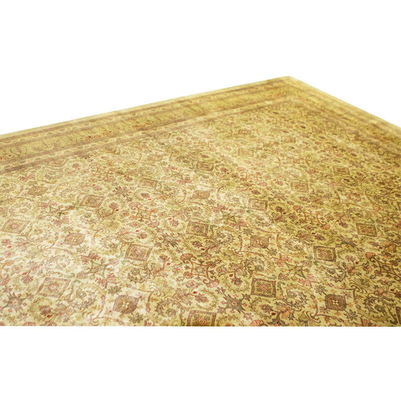 Hand Knotted Wool Area Rug in Gold