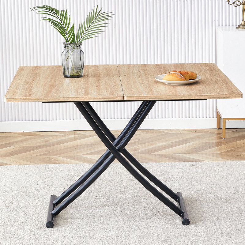 Table élévatrice multifonctionnelle moderne avec plateau de table MFC de 0,8 po et pieds en métal noir