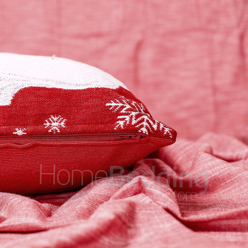 Solvay Cotton Patchwork Red Square Euro Cushion, 56 x 56