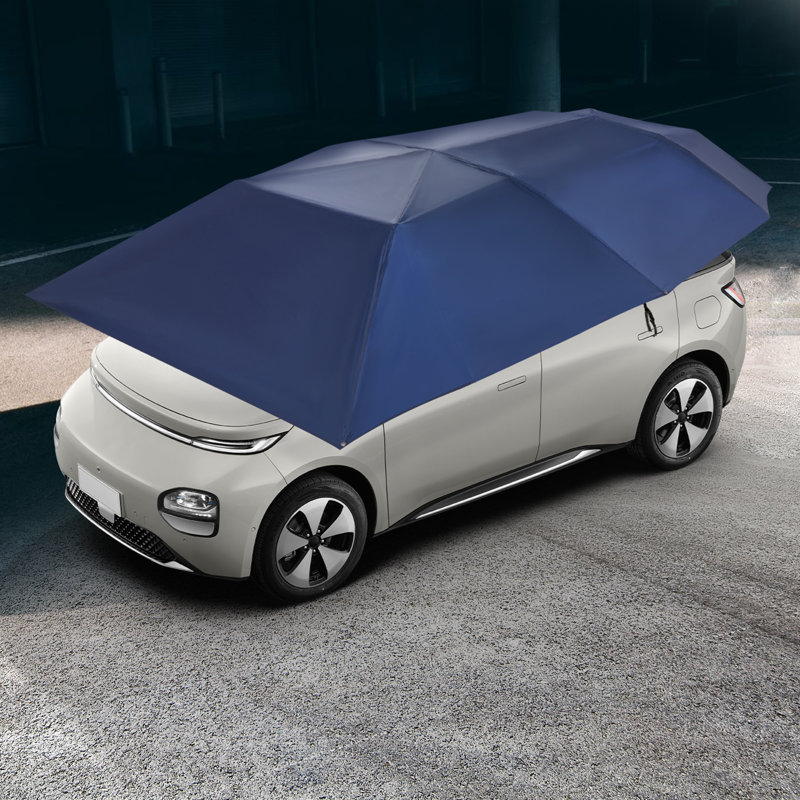 Portable Car Canopy Cover Awning, UV-Resistant Roof Tent for Sedan & SUV with Sunroof, Navy Blue, 14.4' W x 6.7' L
