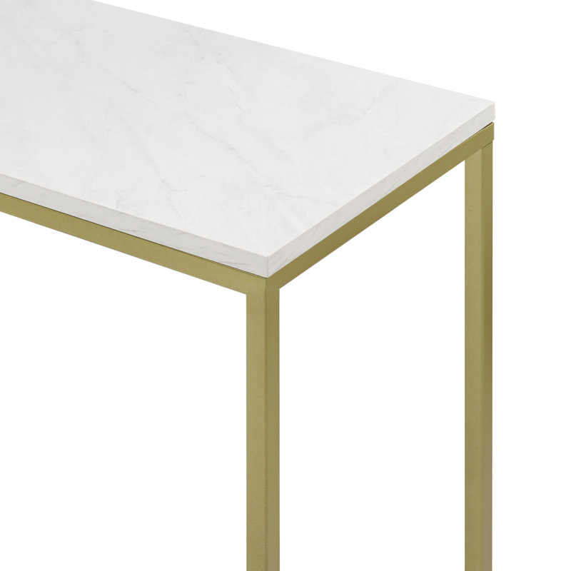 Barto 42'' Console Table, White Marble/Gold