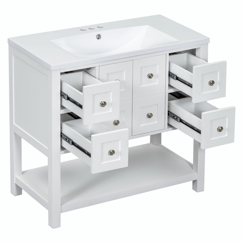 Meuble-lavabo 36 po avec lavabo encastré, Blanc