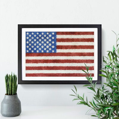 Painted American Flag - Single Picture Frame Print on MDF