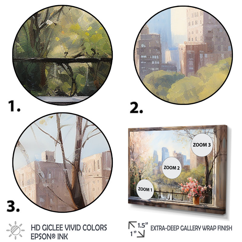 New York, Central Park Window Views III - Art mural de New York, Cadre flottant noir, H 16 po x l 32 po x P 1 po