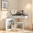 Corner Makeup Vanity Desk With Adjustable Folding Mirror, 3-color Led Lighting, Adequate Storage And Stool