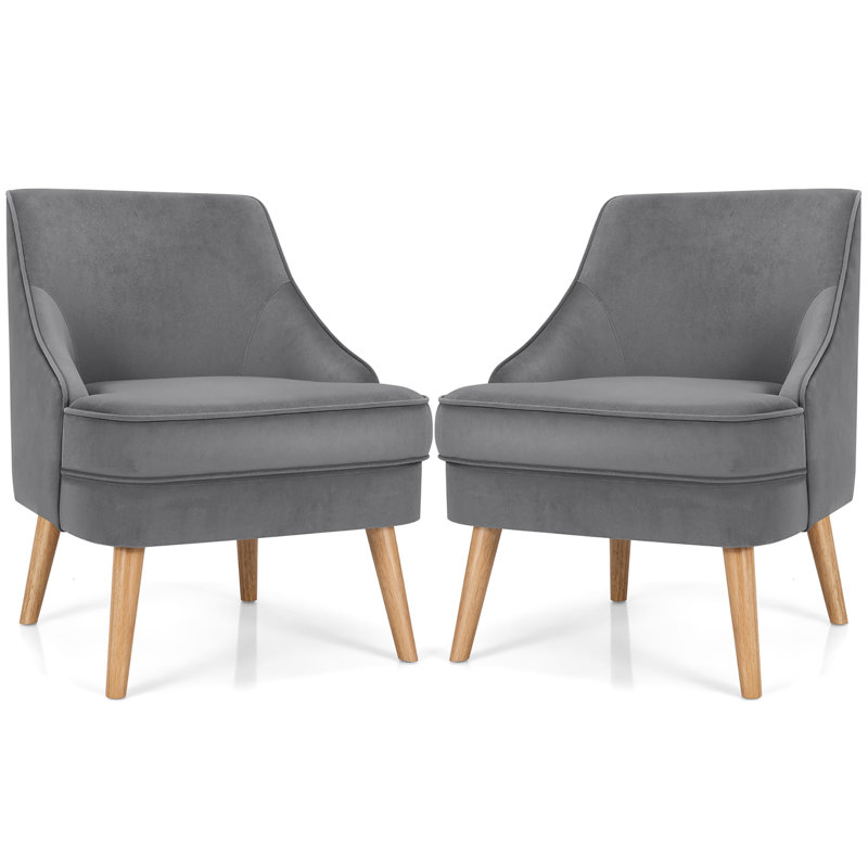 Analice Velvet Side Chair, Gray Velvet