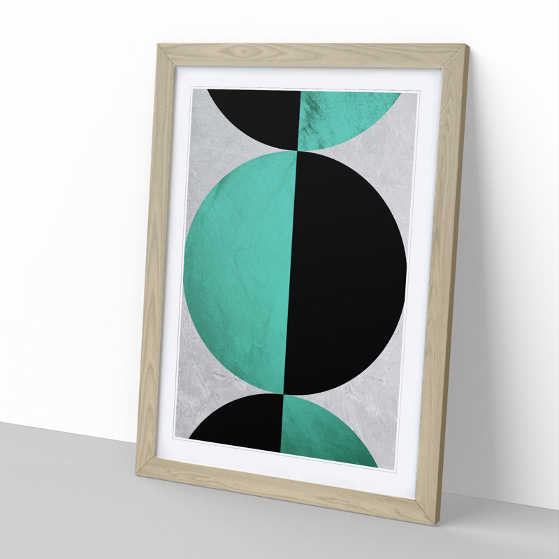 Spherial Abstract - Single Picture Frame Print on Wood, Oak Framed, 48cm H x 36cm W x 2cm D