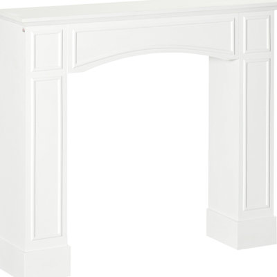 Foyer blanc - largeur intérieure de 29 po, détails décoratifs, support à ornements de 45,25 po de largeur, facile à ranger, basculement, blanc électrique seulement, espace de décoration, facile à nettoyer, pour les foyers
