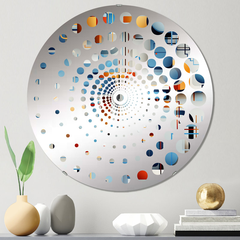 Bleu Metropolis Matrix - Miroir mural spiralé, 23,6 po x 23,6 po