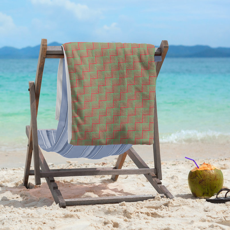 Beach Towel, Green/Red, Poly/Cotton