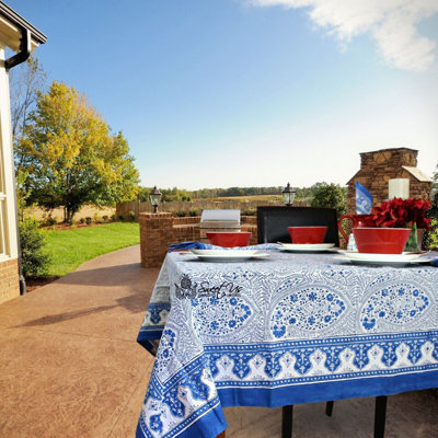 Floral Cotton Block Print Tablecloth