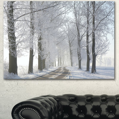 Paysage, route d'hiver, matin, photographie sur toile - Route d'hiver