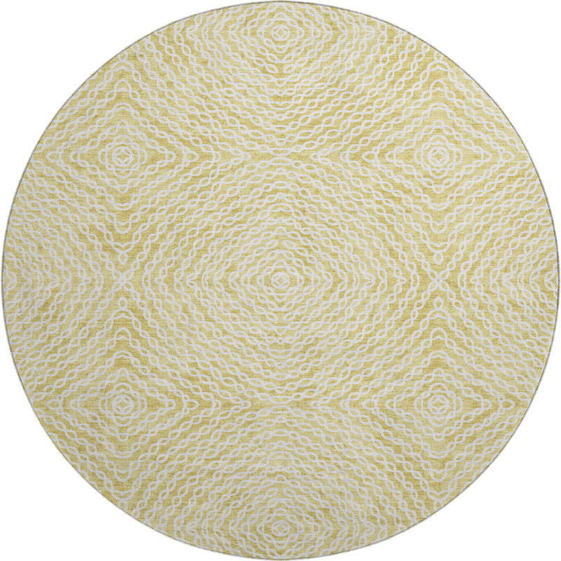 Premium Machine Washable Mayfield AMF74 Geometric Rug, 8' Round, Ash