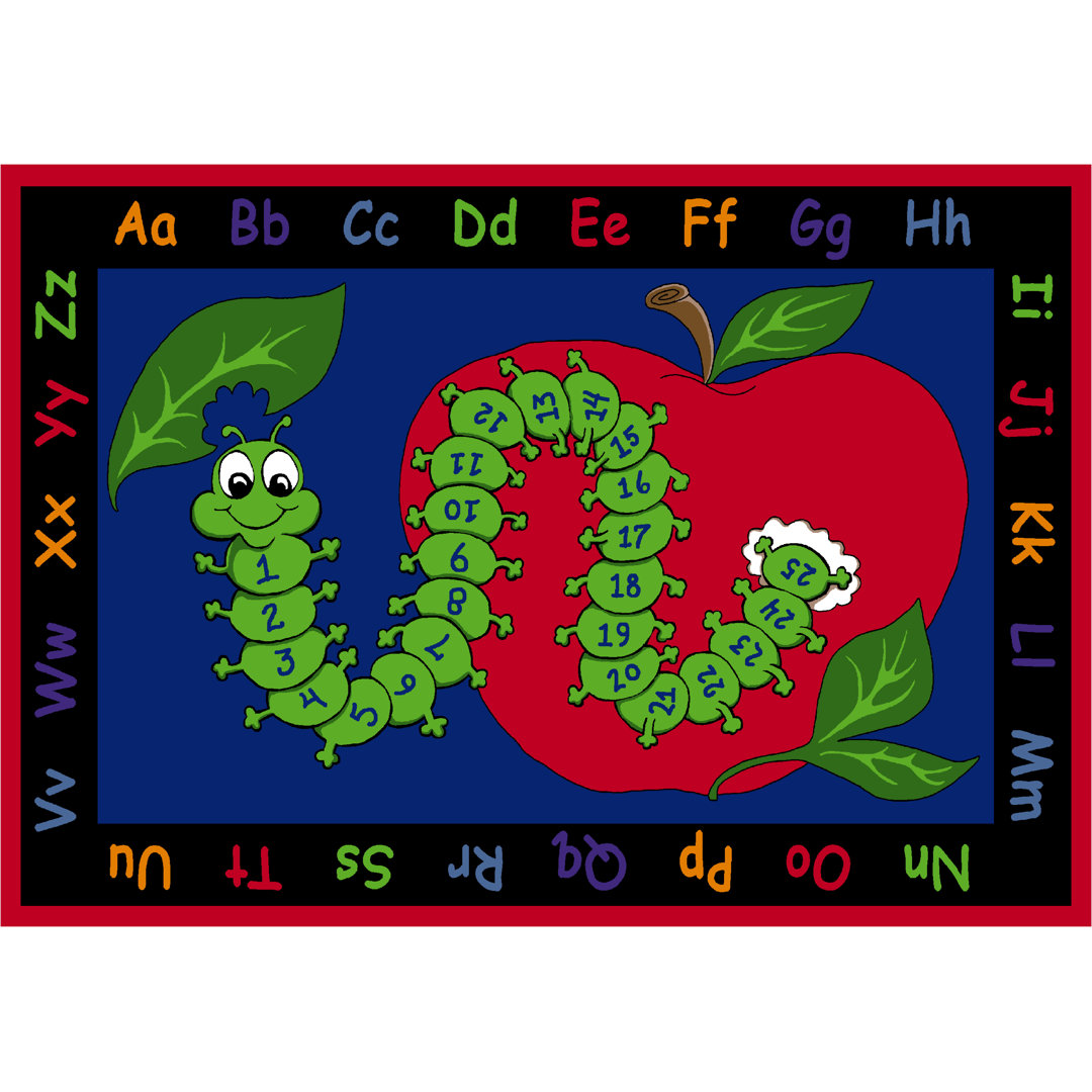 KidCarpet Learn with Inchworm Classroom Rug, Multicolored ABC Alphabet & Numbers Educational Learning Area Rug for Kids Bedroom, Toddler Classroom and Baby Playroom Kid Carpet Rug