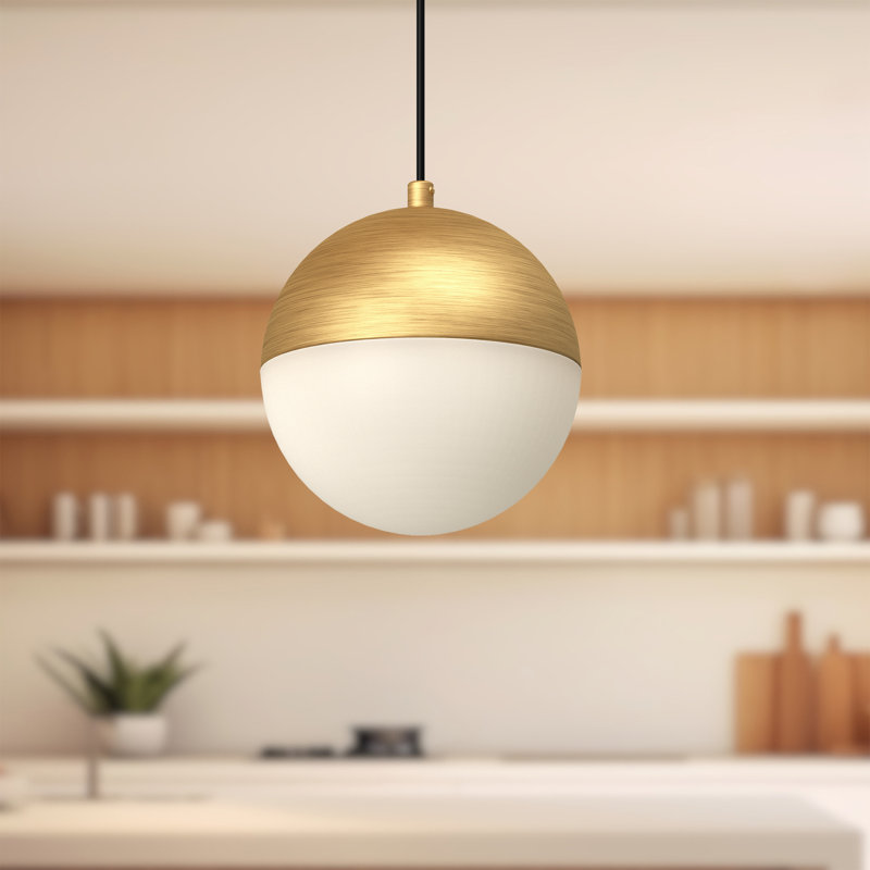 Monae 1 - Light LED Sphere Pendant, 6.63" H x 6" W x 6" D, Brushed Gold