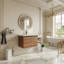 Meuble-lavabo mural multifonctionnel avec lavabo et armoire latérale séparée-133678066