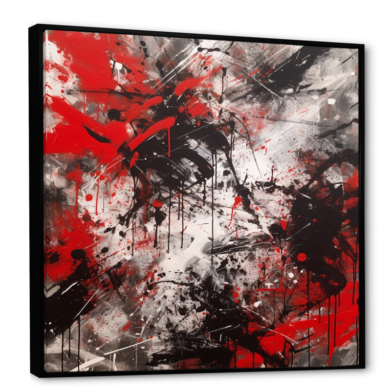 Capobianco abstrait grafiti, H 24 po x l 24 po x P 1 po, Cadre flottant noir