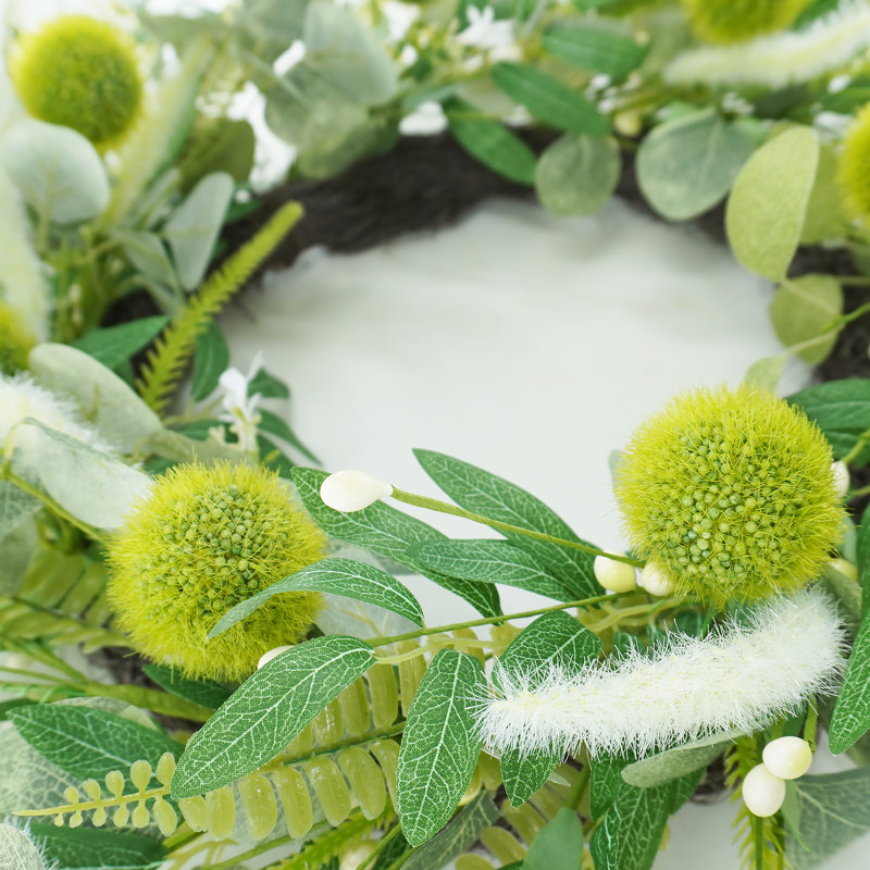 Couronne de printemps 22 "en feuilles d'olivier et d'eucalyptus