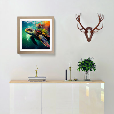 Sea Turtle Pop - Single Picture Frame Print on Wood