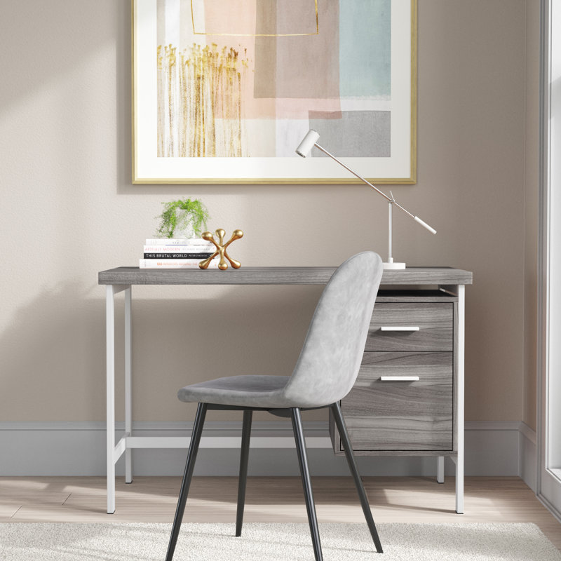 Siemens Metal Base Computer Desk, Dark Taupe / Silver