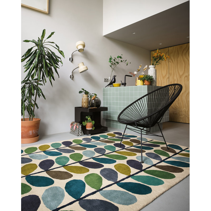 Hand Tufted Wool Floral Area Rug, Rectangle 6'7" x 9'2"