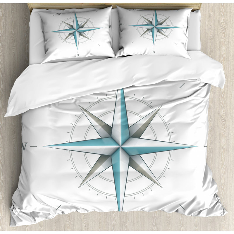 Coastal Polyester Duvet Cover, Queen Duvet Cover + 2 Standard Shams