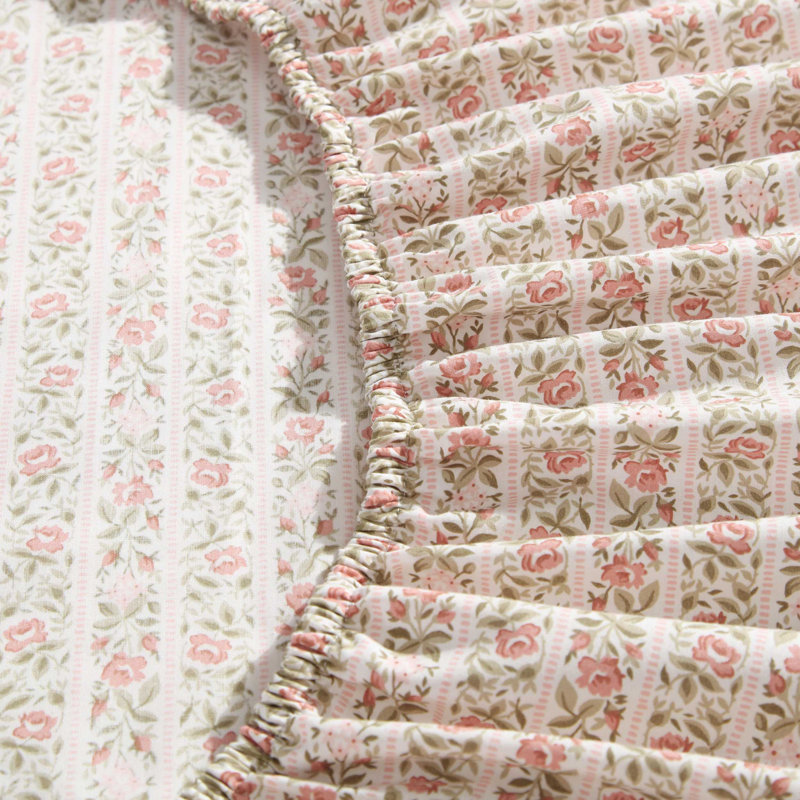 Marta Stripe Pink Cotton Percale Queen Sheet Set