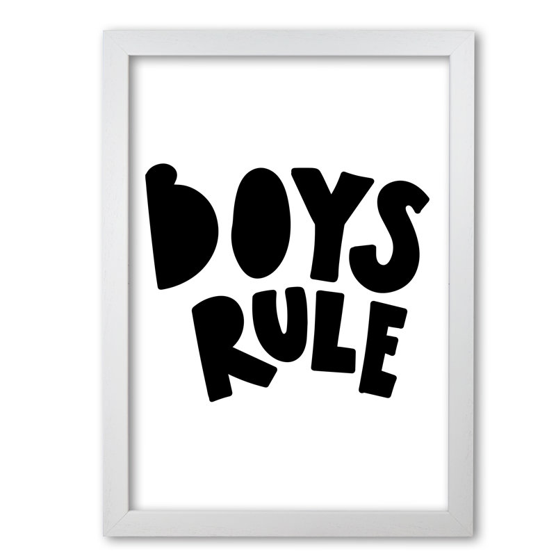 Boys Rule - Print, 85 cm H x 60 cm W x 5 cm D, White Grain Frame