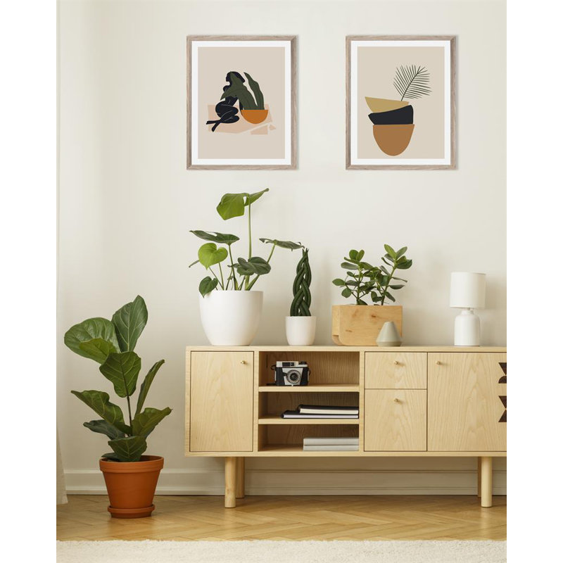 Balancing Bowls Abstract Scandi - Single Picture Frame Print, 134.112 cm H x 108.712 cm W, Satin Black