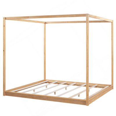 King Size Canopy Platform Bed With Support Legs, Natural