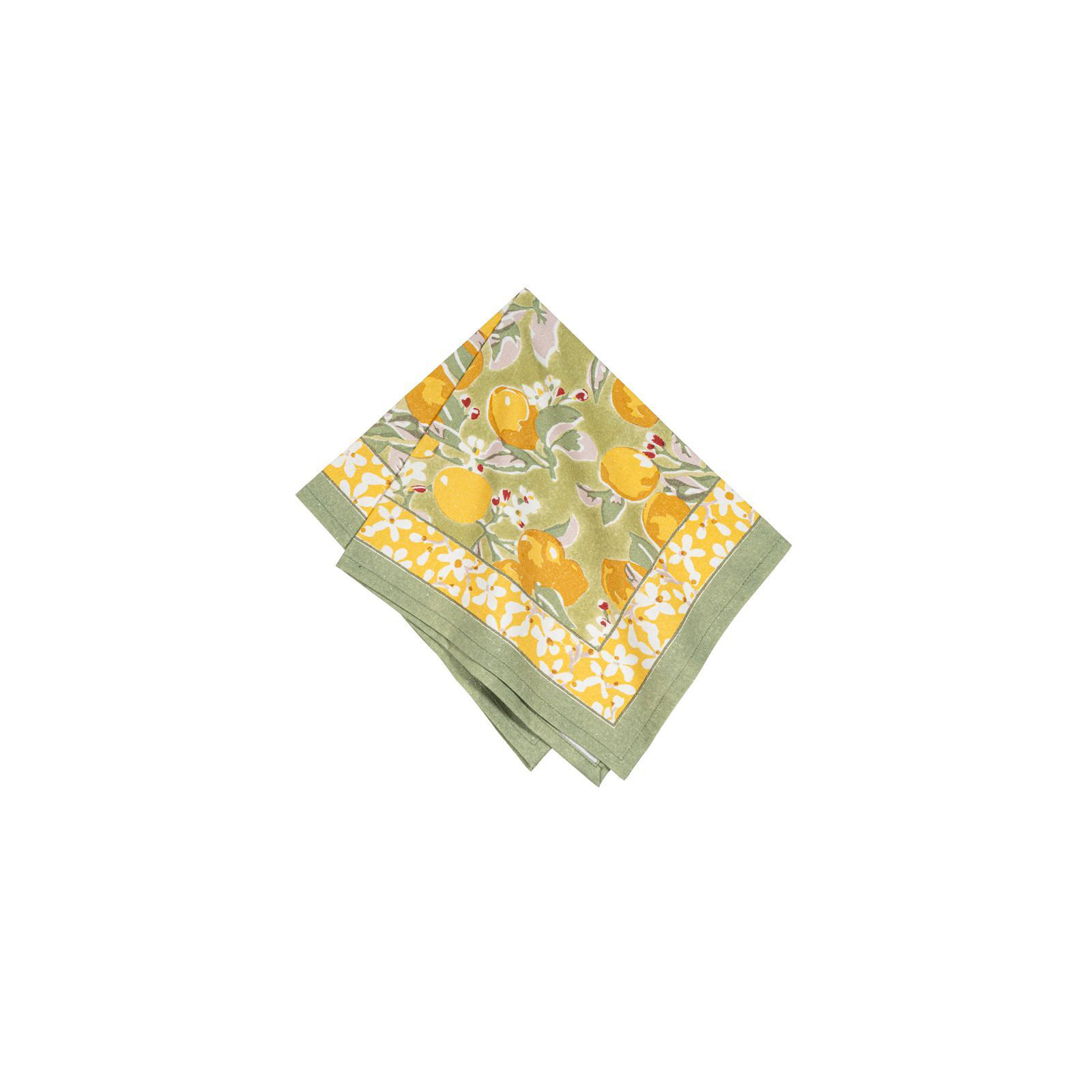Citron Linen Floral Square Napkin, Vert/Yellow