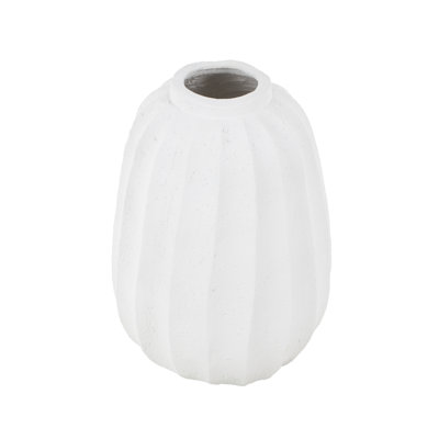 Magnesium Oxide Wide Vase With Carved Grooves